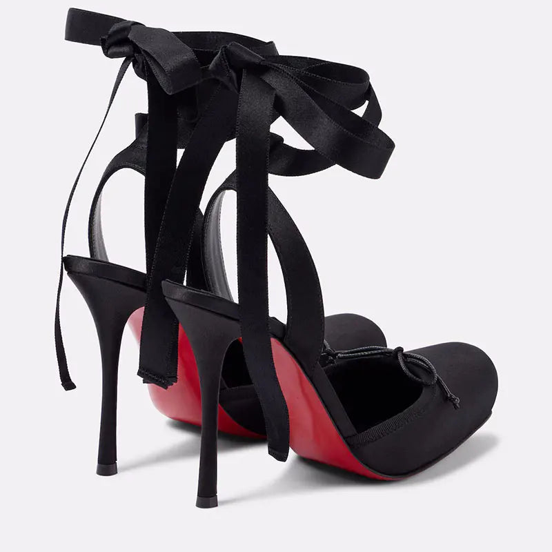 Sandálias stiletto de ar traseiro feminino quadrado bandana borboleta festa de casamento ballet salto alto 2025 verão novo estilo