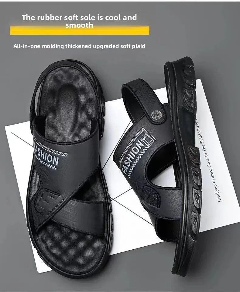Sandálias de Praia Masculinas de Verão, Reforçadas, Antiderrapantes, Resistentes ao Desgaste, Respiráveis, para Dirigir, Material PVC, Calçados para Adultos