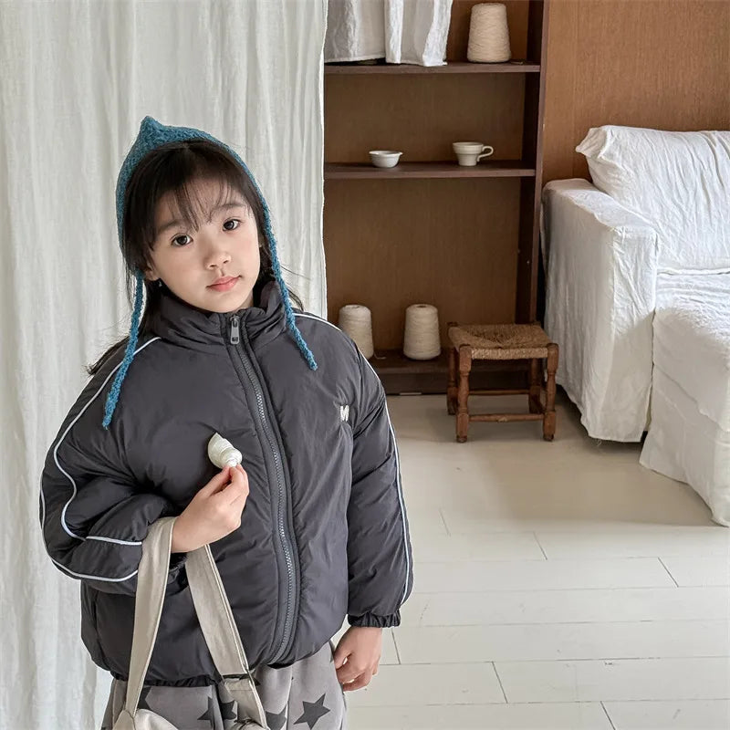 2024 inverno novas crianças manga longa quente carta casaco mais veludo grosso meninos para baixo jaquetas do bebê meninas acolchoado jaqueta crianças roupas
