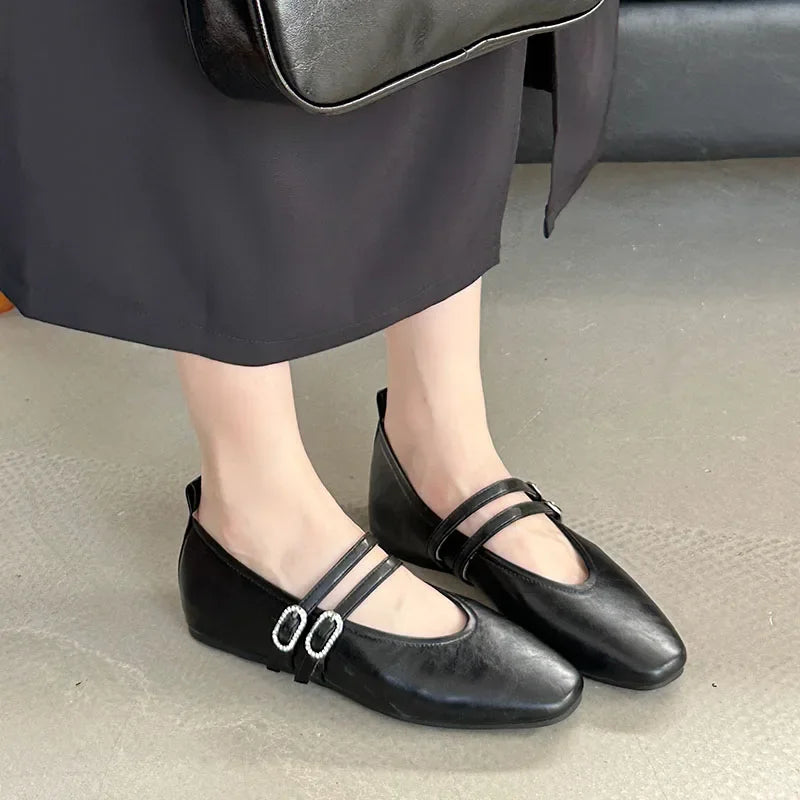 Feminino raso de luxo moda fivela cinta calçados femininos senhoras apartamentos com sapatos mulher apartamentos mary janes sapatos para mulher