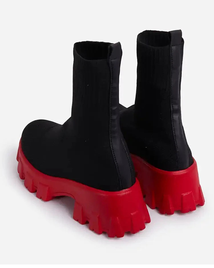 Botas femininas botas de plataforma elástica respirável primavera verão saltos botas mujer deslizamento em botas de tornozelo mulher elegante sapatos de salto