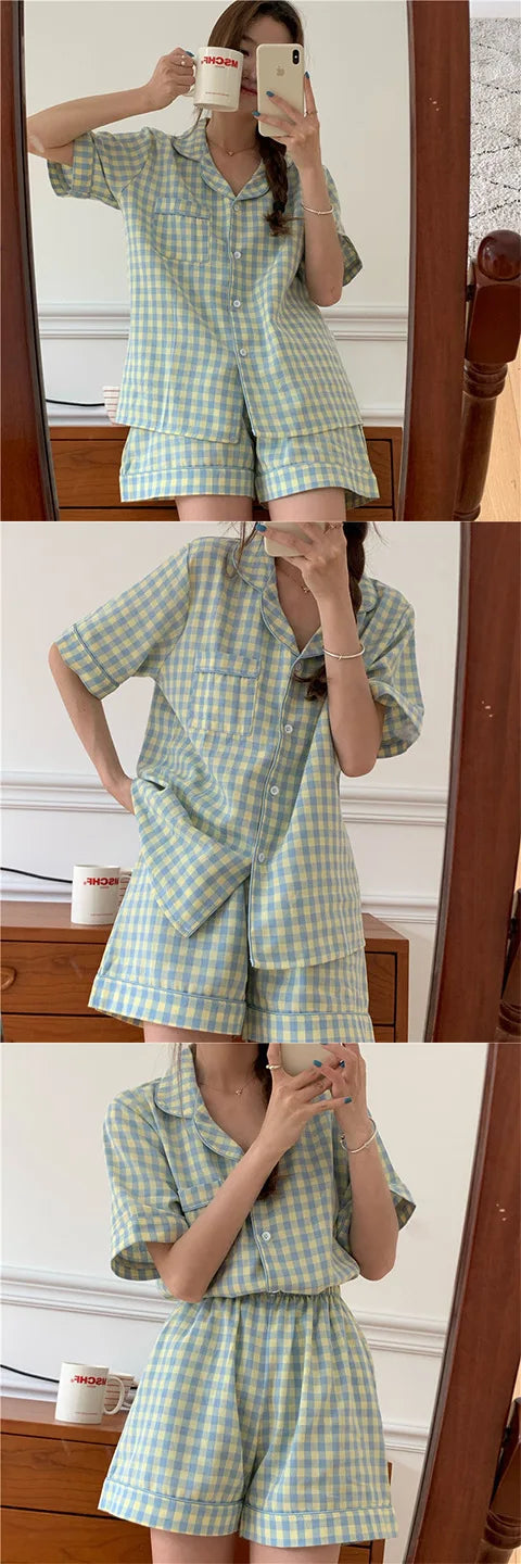 Olá kitty meninas bonito pijamas conjuntos de camisola solta dos desenhos animados macio manga curta topos shorts doce roupas femininas pijamas verão