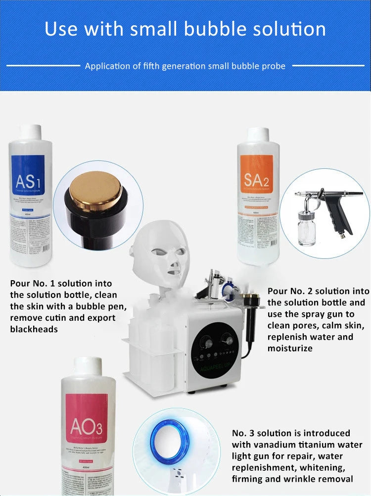 3 pçs/lote 1200ML Hydra Líquido Soro Facial Aqua Peel Solução AS1 SA2 AO3 Para Máquina de Beleza SkinCare Limpeza Profunda