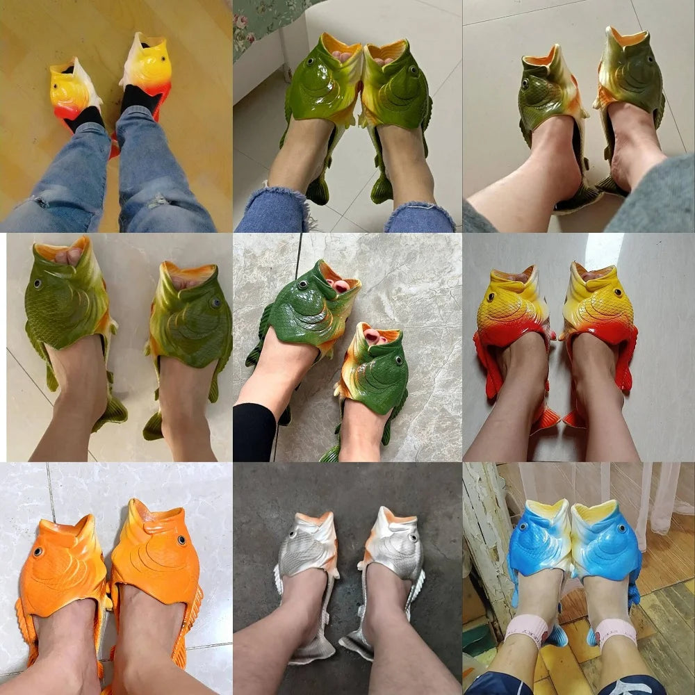 Chinelos de peixe elegantes para mulheres 2024 novo design exclusivo família sapatos de praia senhoras confortáveis e legais flip flips