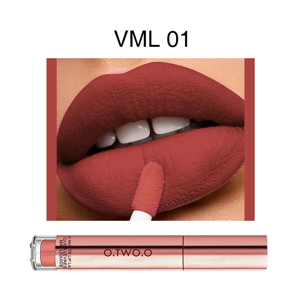 O.TWO.O 12 cores de alta qualidade veludo batom fosco lábios de longa duração maquiagem à prova d'água fácil de usar brilho labial líquido fosco