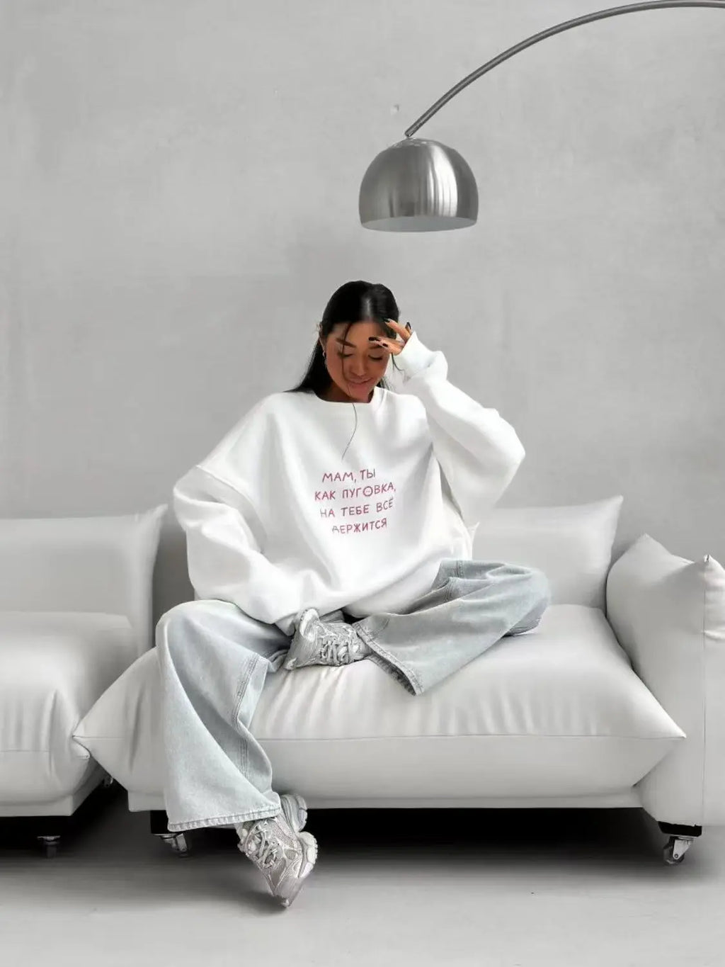Russo simples carta impressão o pescoço oversize moletom feminino rosa fino primavera 2025 hoodies feminino estilo russo solto casual topo