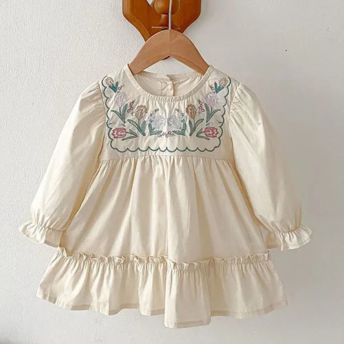 2025 nova primavera irmã vestido crianças roupas crianças vestidos de princesa manga comprida algodão bordado 1-6yrs bebê menina vestido de festa