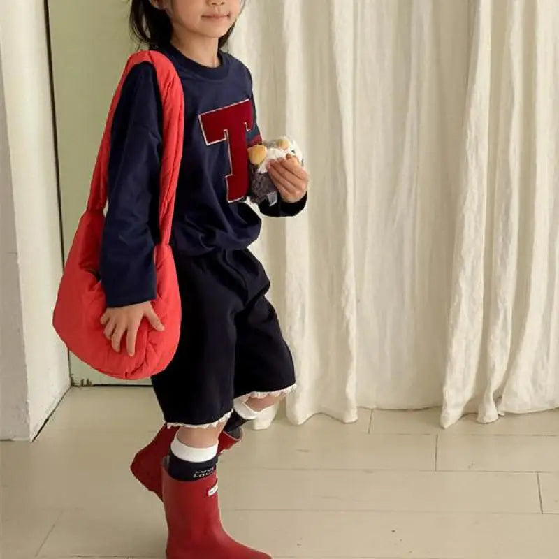 2025 primavera novas crianças manga longa t camisas soltas bebê menina carta moletom crianças meninos casual topos da criança algodão t