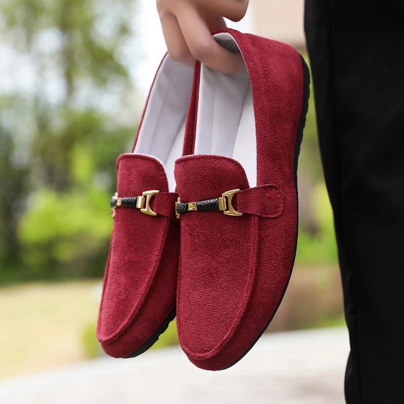Primavera verão azul camurça mocassins homens deslizamento em mocassins macios respirável apartamentos sapatos de condução sapatos casuais de couro feitos à mão