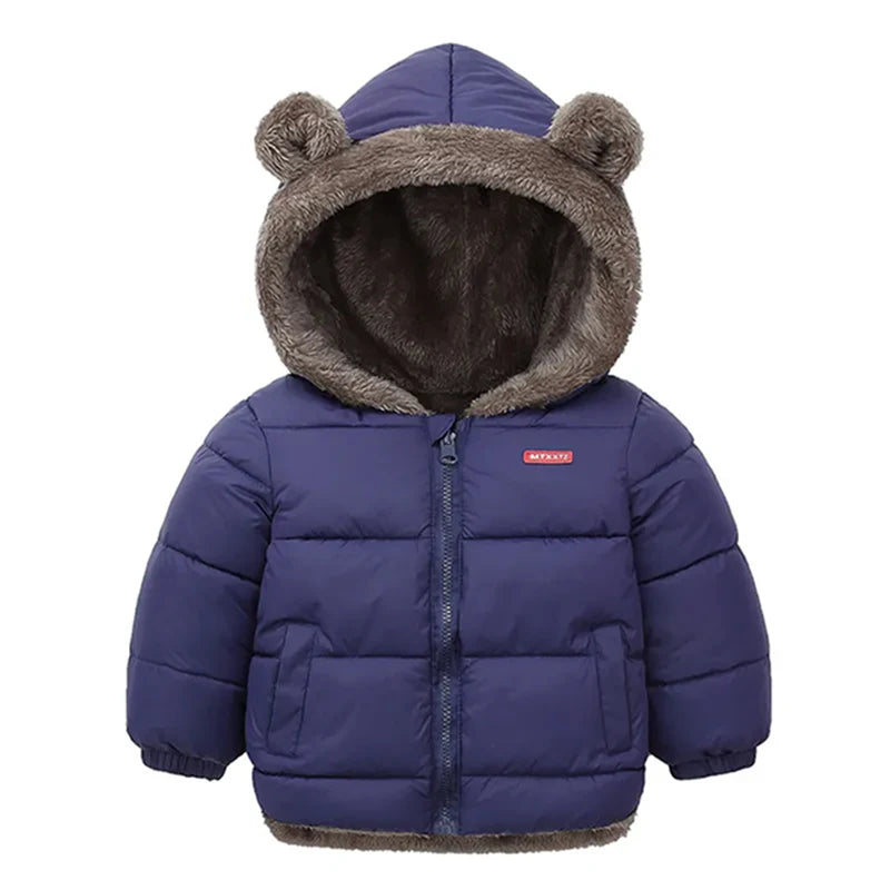 Crianças grossas para baixo jaquetas inverno engrossar casacos de pelúcia para meninos meninas cor sólida com capuz jaquetas 2-6 anos crianças parka outerwear