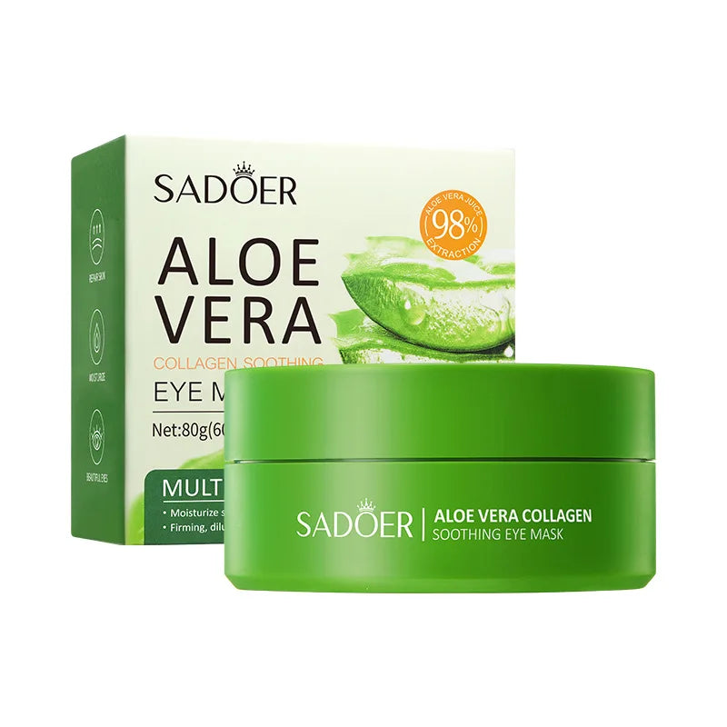 60 pçs/caixa aloe vera colágeno máscara de olho anti círculos escuros remover sacos de olhos hialurônico hidratante endurecimento remendos de olho cuidados com a pele