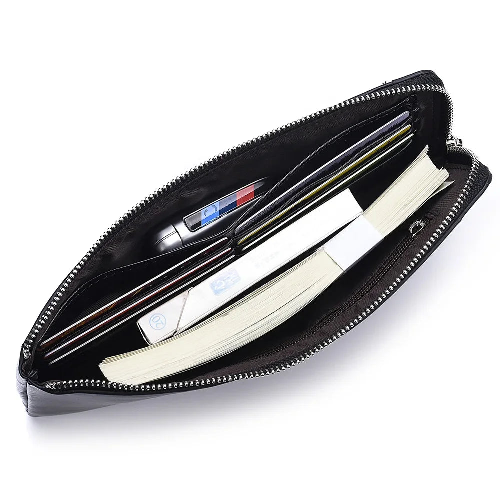Carteiras clássicas com zíper estilo longo masculino, porta-cartão, grande capacidade, grande para celular, marca de luxo, bolsa masculina, qualidade