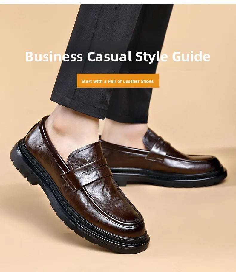 Mocassins Casuais Masculinos Slip-On: Sapatos de Couro Respiráveis e Modernos Estilo Coreano Versáteis para Primavera e Verão