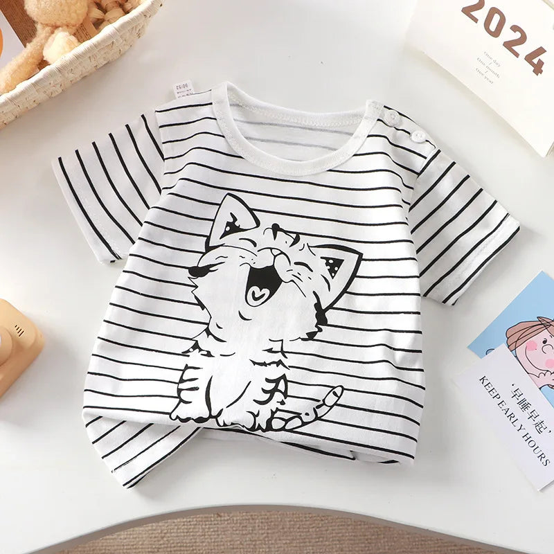 2-6y nova camiseta dos desenhos animados de algodão puro meninas de manga curta verão meia manga topos meninos topos crianças camisetas roupas
