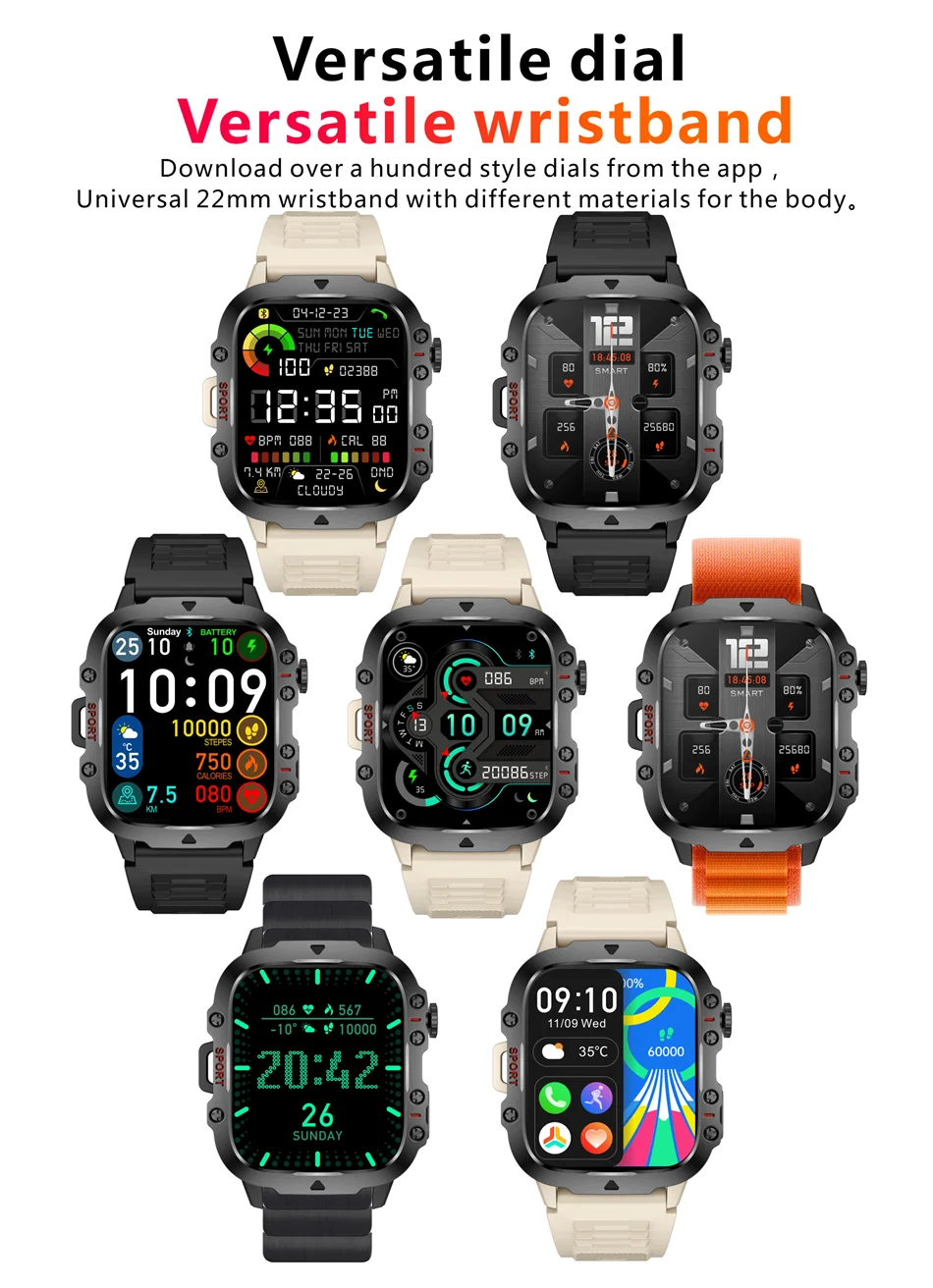 Lige novo militar relógio inteligente masculino esportes ao ar livre 3atm à prova dwaterproof água oxigênio no sangue bluetooth chamada relógios smartwatch para android