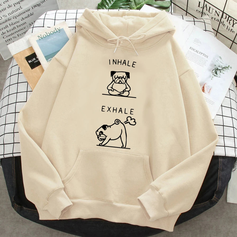 Hoodies japoneses Pug para mulheres, Moletons engraçados, Roupas Femininas Anime