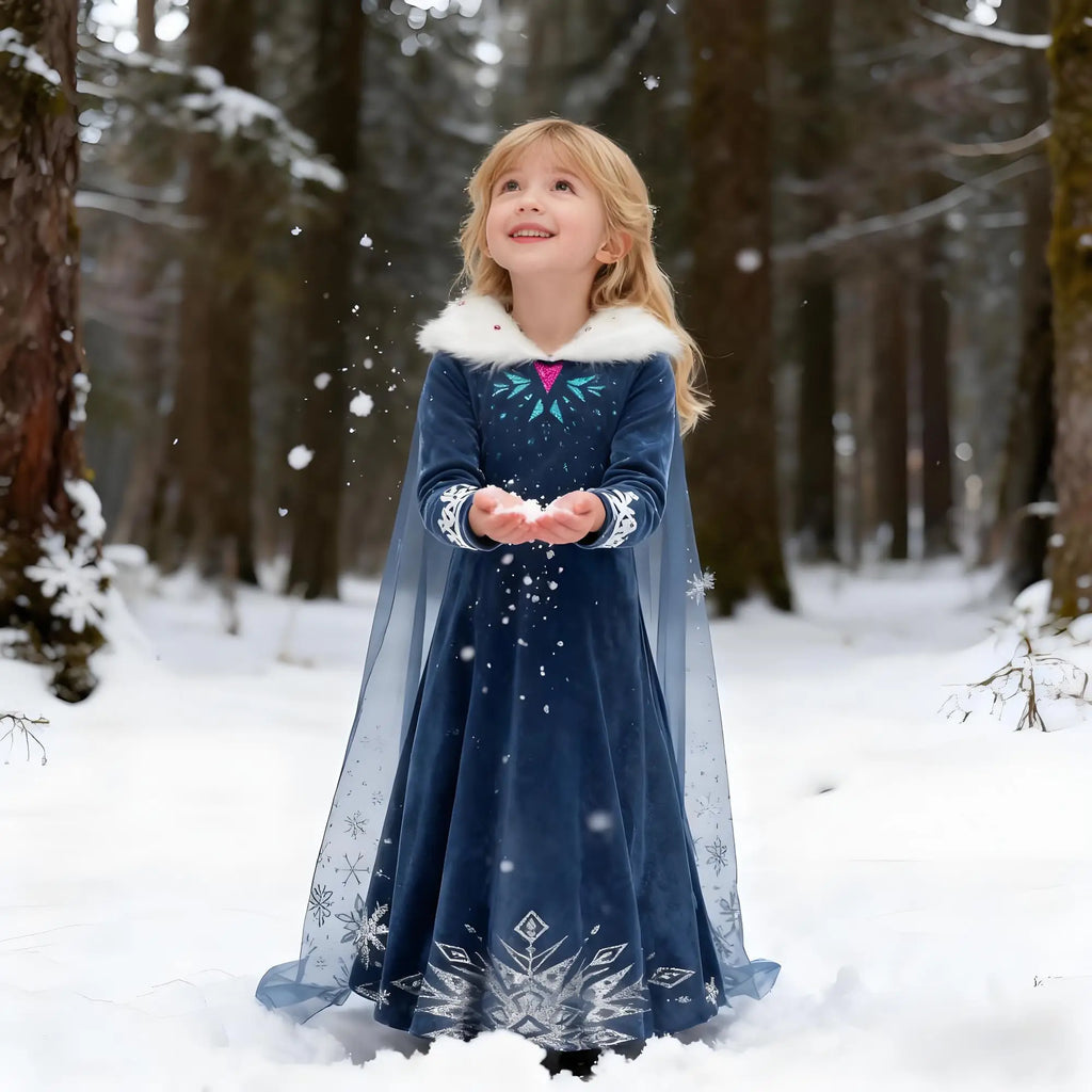 Menina cosplay neve rainha vestido outono inverno crianças elsa carnaval festa princesa traje crianças aniversário vestido de baile roupas 2-10t