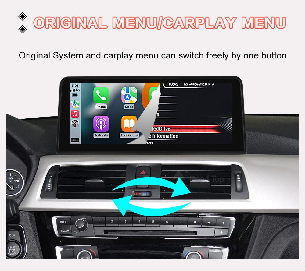 10.25 ''1920*720 Carplay Sem Fio Android Auto Display Multimídia Para BMW Série 3 4 F30 F31 F32 F33 F34 F36 NBT Tela Sensível Ao Toque