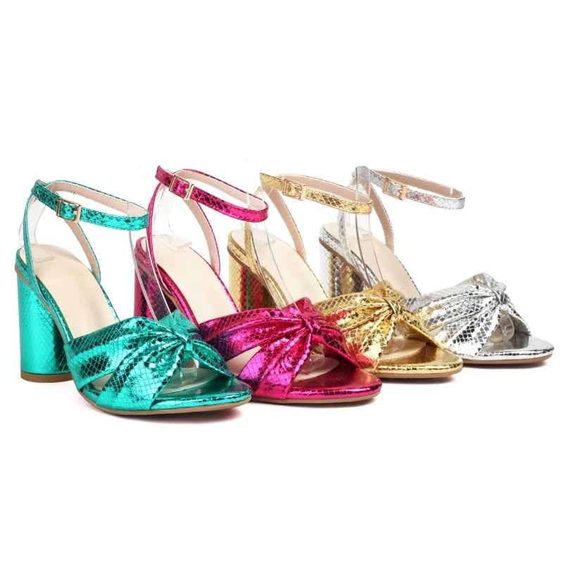 Sandálias femininas de luxo sapatos de verão 2025 tira no tornozelo ouro prata salto alto flip flops feminino festa sapatos de dança tamanho grande 50