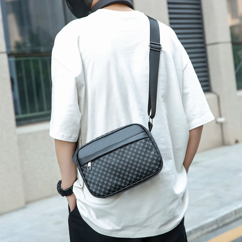 Bolsas de Ombro Casuais e Leves para Homens, Bolsa Mensageiro de Couro PU Macio, Bolsa Transversal Confortável com Alça Larga