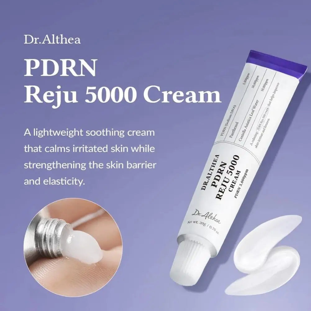 Creme Facial Calmante PDRN REJU 5000 com Pantenol e Centella Asiatica para Redução de Rugas, Cuidado Facial, Skincare Coreano