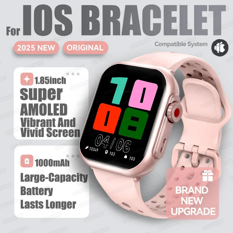 2025new para xiaomi ios relógio ultra2 relógios inteligentes feminino 1000mah 1.85 "amoled tela de toque completa bt chamada senhoras moda smartwatch