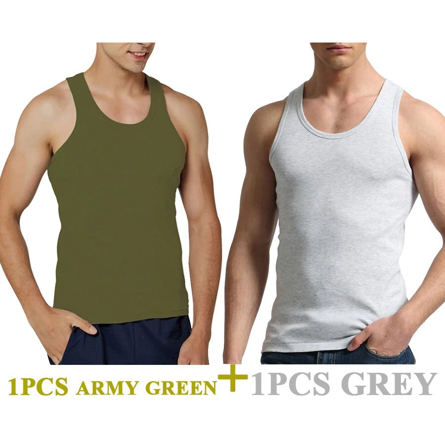 Regatas masculinas 100% algodão sólido colete masculino respirável sem mangas topos fino casual ginásio correndo confortável camiseta presente dos homens
