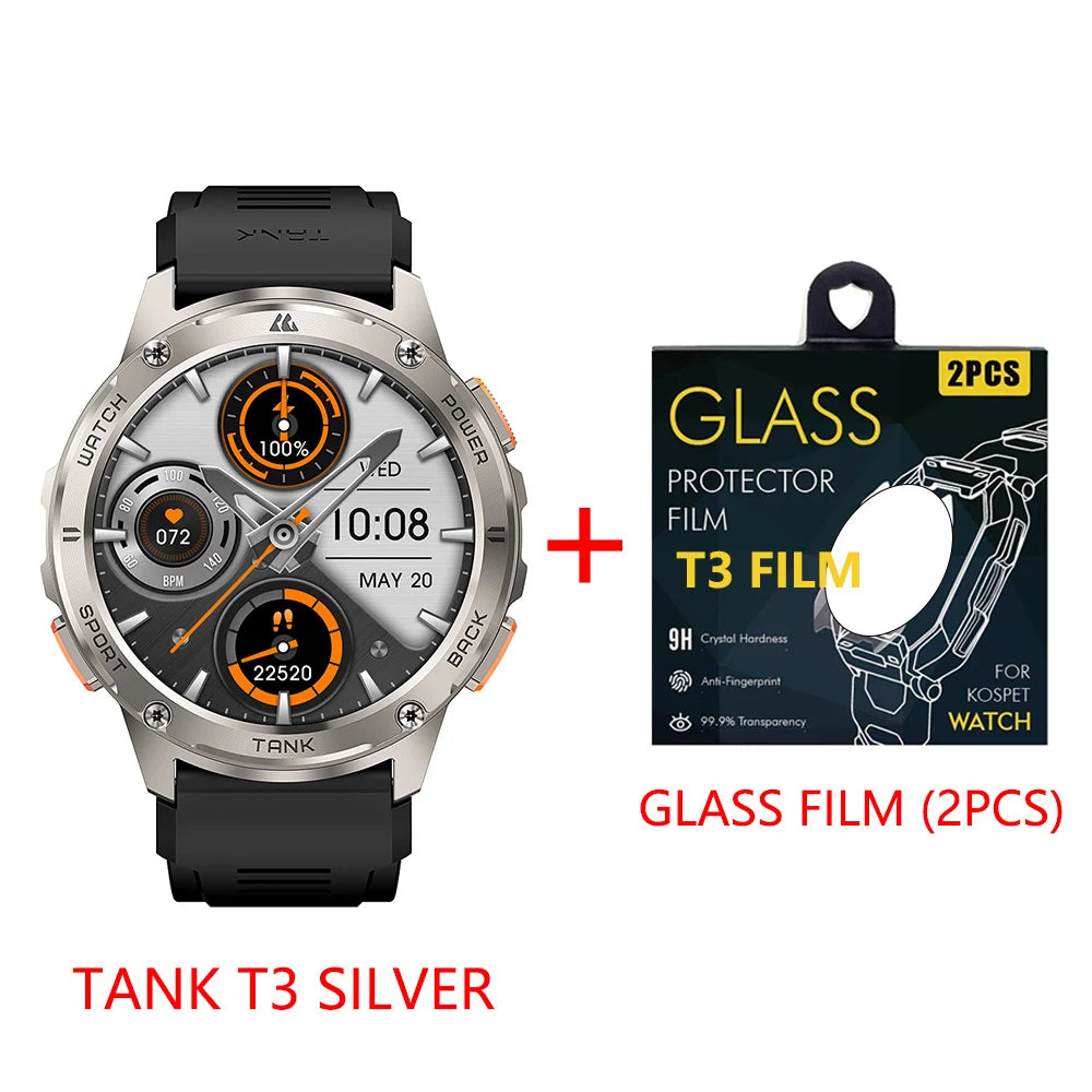 Original KOSPET TANK T3 Relógio Inteligente Para Homens Militar Smartwatch Mulheres Relógios de Fitness Digitais AMOLED AI Voz AOD Bluetooth