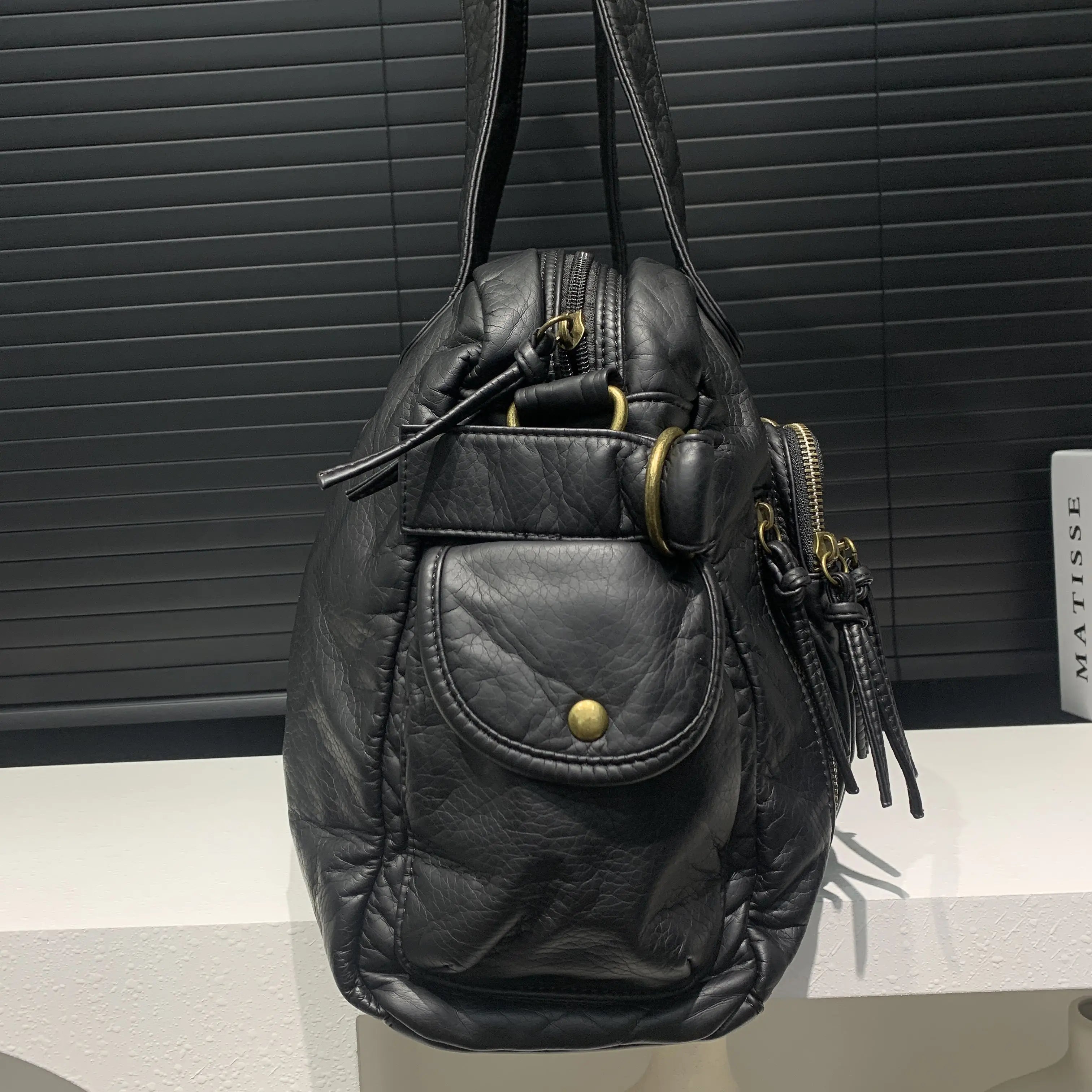 Moda feminina retro sacola de couro macio do plutônio grande capacidade bolsa de ombro y2k punk multi bolso crossbody bolsa