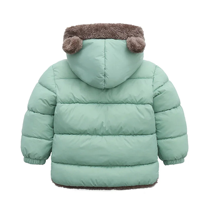 Crianças grossas para baixo jaquetas inverno engrossar casacos de pelúcia para meninos meninas cor sólida com capuz jaquetas 2-6 anos crianças parka outerwear