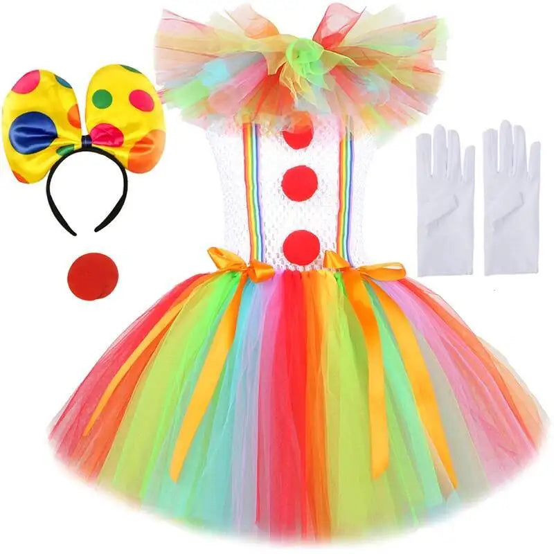 Arco-íris pennywise palhaço trajes para meninas palhaço de circo halloween tutu vestido para crianças coringa roupa crianças roupas de ano novo