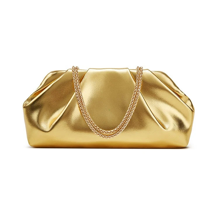 Bolsa de nuvem dobrada para mulheres, novo estilo de comércio exterior, bolsa prateada moderna, versátil, bolsa crossbody com corrente ins, bolsas e bolsas