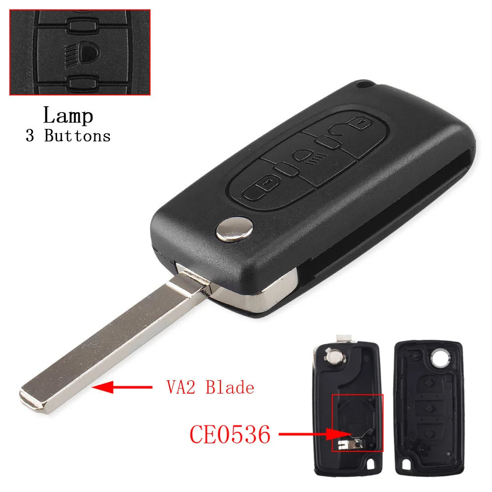 Keyyou para citroen c2 c3 c4 c5 c6 c8 3 botões flip remoto chave do carro caso capa escudo fob va2 lâmina ce0523