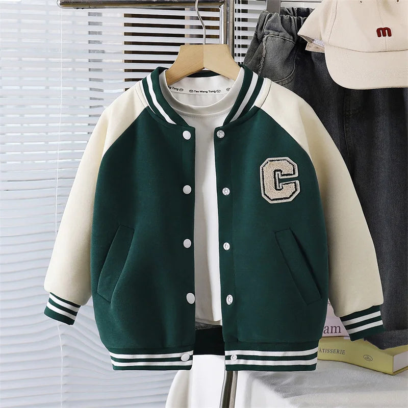 Meninos meninas jaquetas de beisebol crianças carta outono casaco nova primavera moda esportes outerwear crianças casual retalhos roupas 2-10y