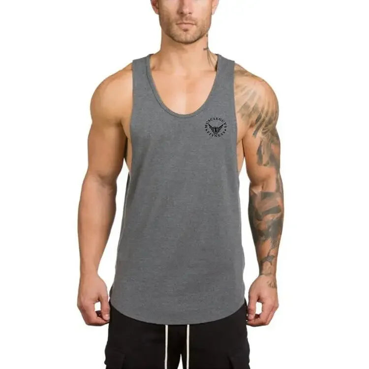 Marca roupas de ginástica algodão singlets canotte musculação stringer tanque superior dos homens camisa de fitness muscular caras sem mangas colete tanktop
