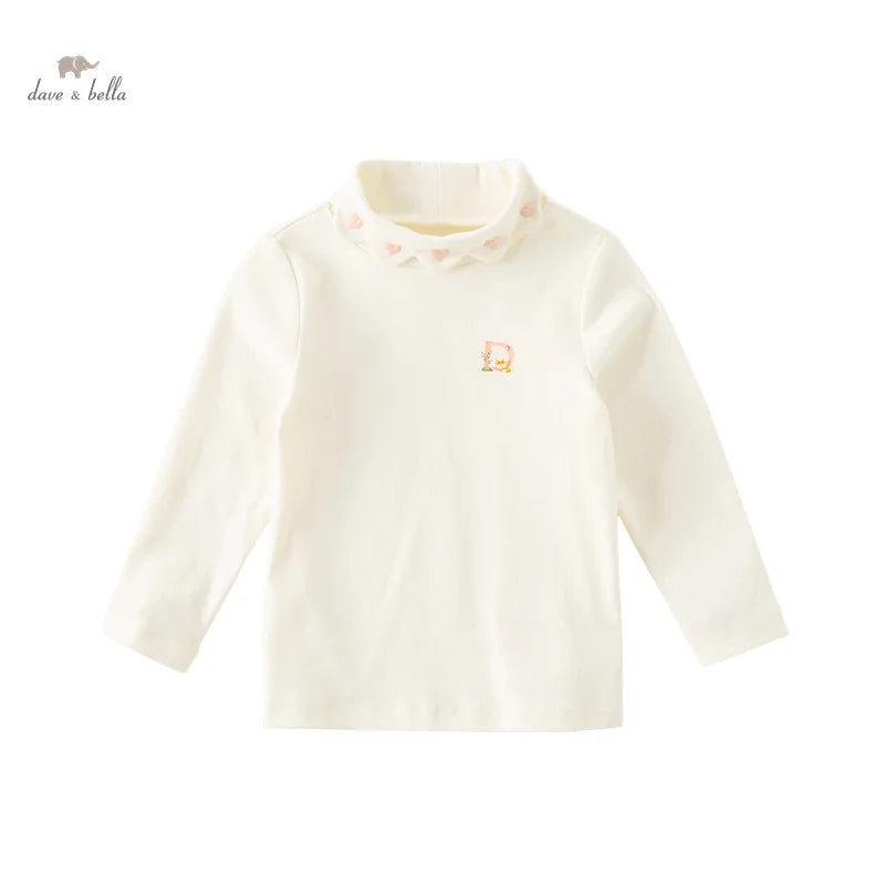 Dave bella 2025 novo outono inverno menina bebê camiseta crianças topos de algodão casual moda doce suave camisa de fundo dk4236997