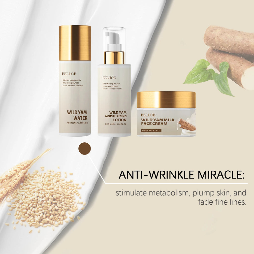 Eelhoe selvagem yam hidratante conjunto de cuidados com a pele 1 conjunto inverno hidratante creme facial loção toner kit barreira protetora não gordurosa