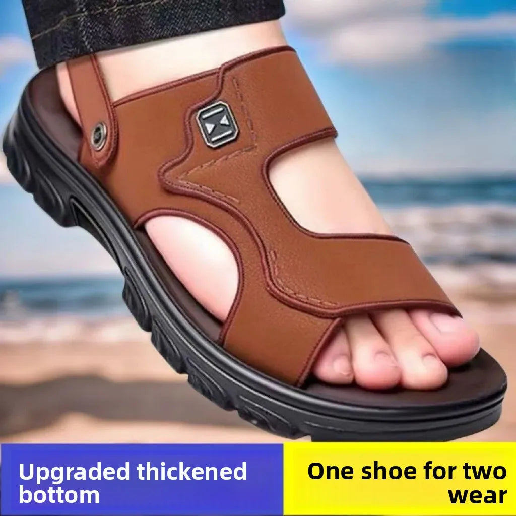 Sandálias de Praia Masculinas de Verão, Reforçadas, Antiderrapantes, Resistentes ao Desgaste, Respiráveis, para Dirigir, Material PVC, Calçados para Adultos