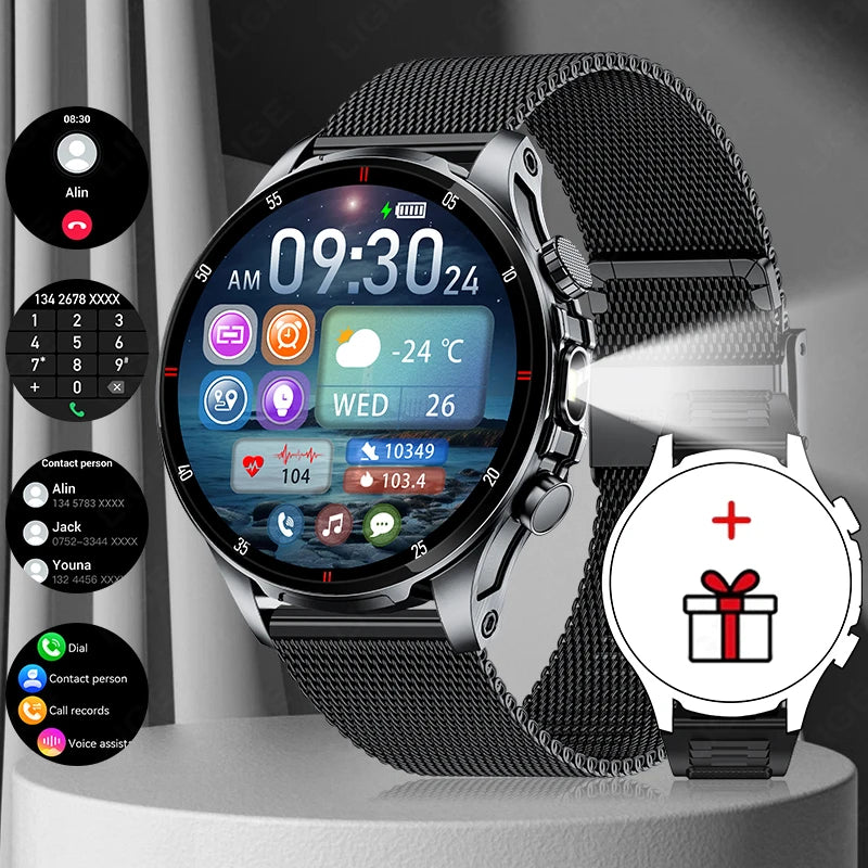 Lige 2025 novo relógio inteligente masculino lanterna ai voz bluetooth chamada 1.53 "hd esportes relógios de fitness monitor saúde smartwatch feminino
