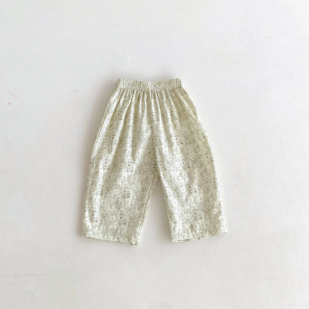 2024 novas crianças calças xadrez impresso dos desenhos animados moda bebê meninas meninos solto casual harem calças crianças roupas de verão