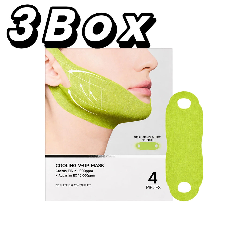 Máscara em Gel Refrescante V Line para Contorno e Firmeza da Mandíbula, com Cafeína para Redução de Inchaço, Envolvimento Facial para Lifting do Queixo, Essência Coreana para Cuidados Diários com a Pele