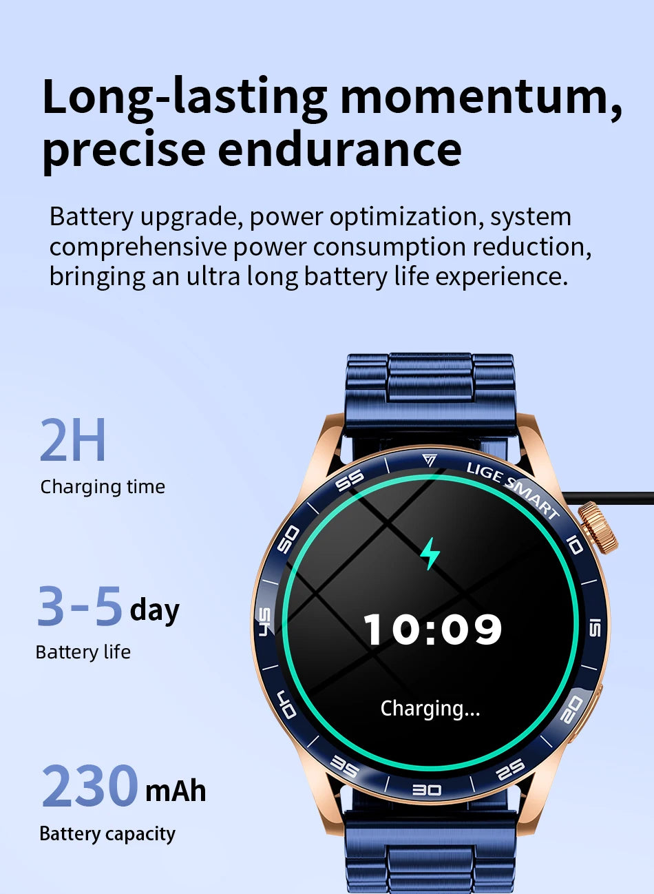 Relógio Inteligente LIGE 2026 com Chamadas de Voz para Homens, Tela HD de 1.38", IP68 à Prova D'água, Relógio Esportivo e Fitness, Novo Smartwatch para Homens e Mulheres, Compatível com Android e iOS