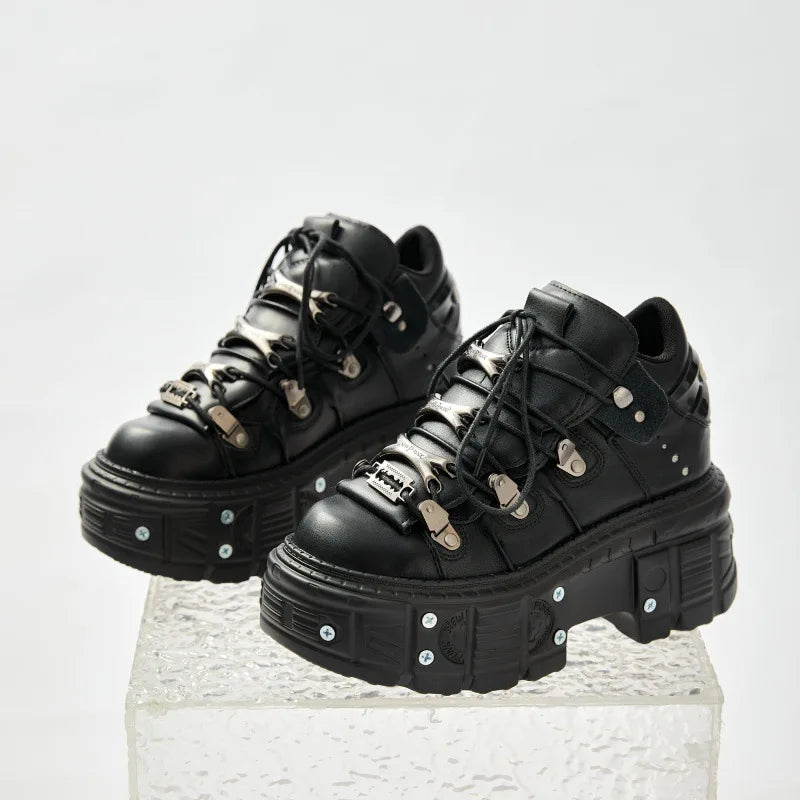 2025 nova plataforma escura feminina heavy metal personalidade goth tênis botas punk 8cm