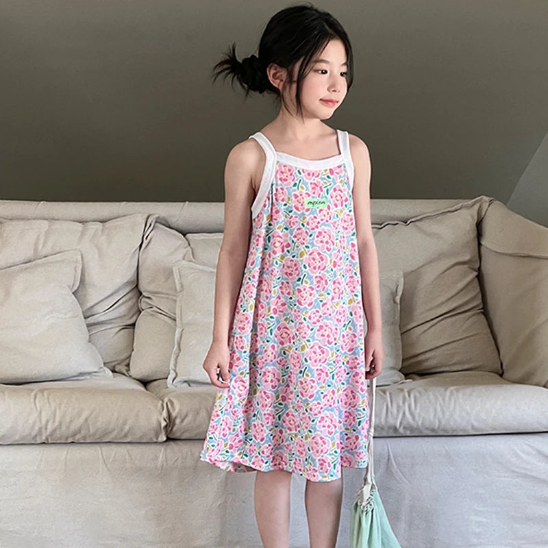Verão menina camisola crianças vestidos de pijama pijamas para meninas criança noite vestido crianças pijamas 2 a 4 6 8 10 11 12 13 14 anos