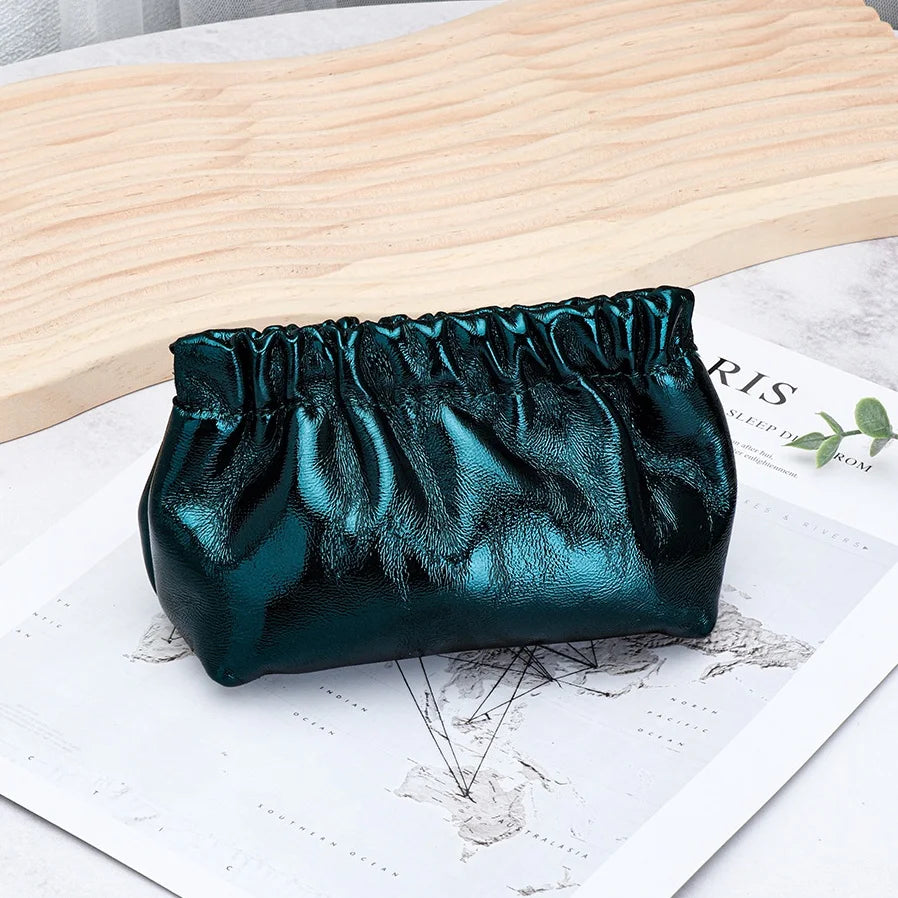 Carteira de couro genuíno das mulheres bolsa de moedas para senhoras clipe dinheiro bolso embreagem batom fone de ouvido bolsa de armazenamento bolsos