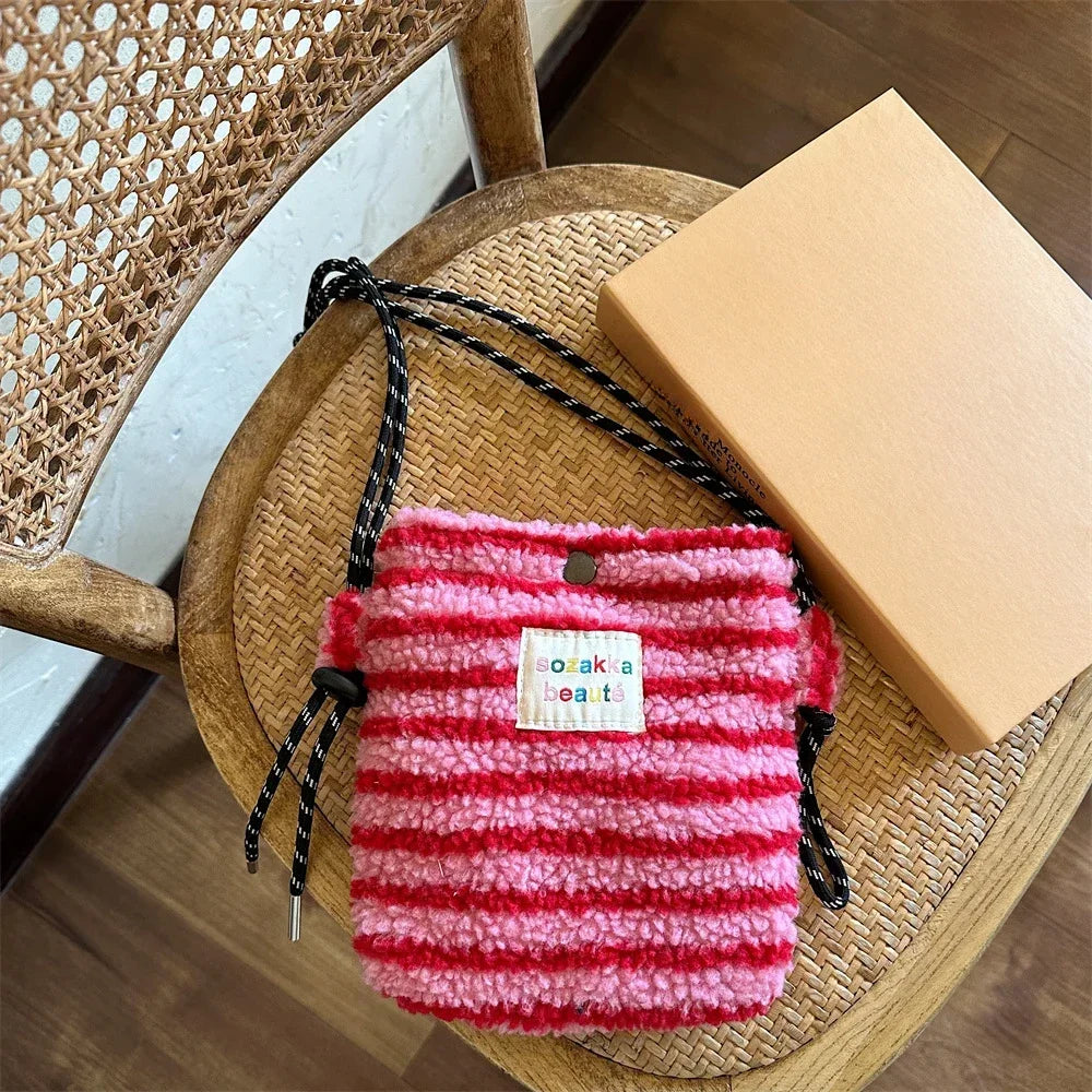 Novo ponto de pelúcia crossbody sacos para mulheres bonito rosa bolsa de ombro bolsas bolsa de telefone portátil
