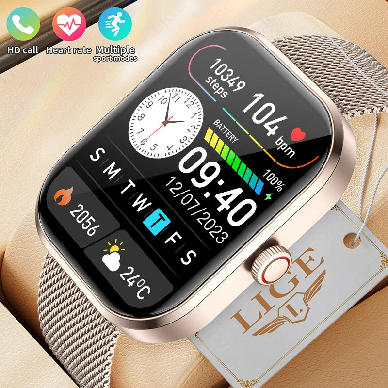 Lige 2.01 "tela hd relógio personalizado rosto relógio inteligente feminino à prova dwaterproof água esporte senhoras relógios bt chamada monitor de saúde feminino smartwatch