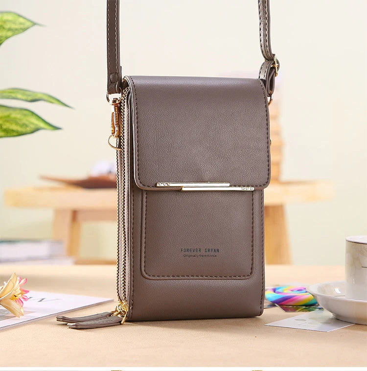 PU Leather Touch Screen Shoulder Bag para Mulheres, Feminino Crossbody Bolsas, Bolsa de telefone Bolsa de mão de grande capacidade, Drop Shipping, Novo