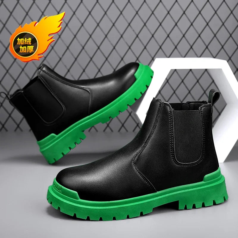 Botas de tornozelo tênis casuais sapatos casuais sapatos de couro masculino tênis mocassins esportes e lazer trabalho wear tênis de outono masculino