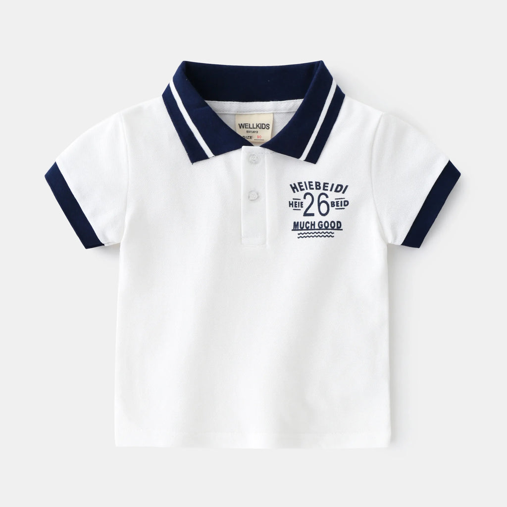 Moda meninos polo camisas de algodão em linha reta formal criança camiseta verão crianças roupas dos miúdos